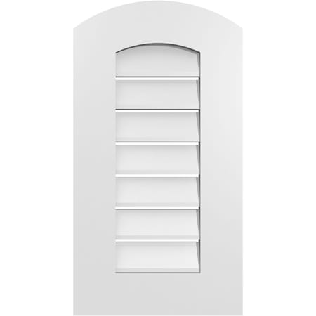 Ekena Millwork Arch Top Surface Mount PVC Gable Vent: Non-Functional, w/ 3-1/2"W x 1"P Standard Frame, 14"W x 24"H GVPAR14X2401SN
